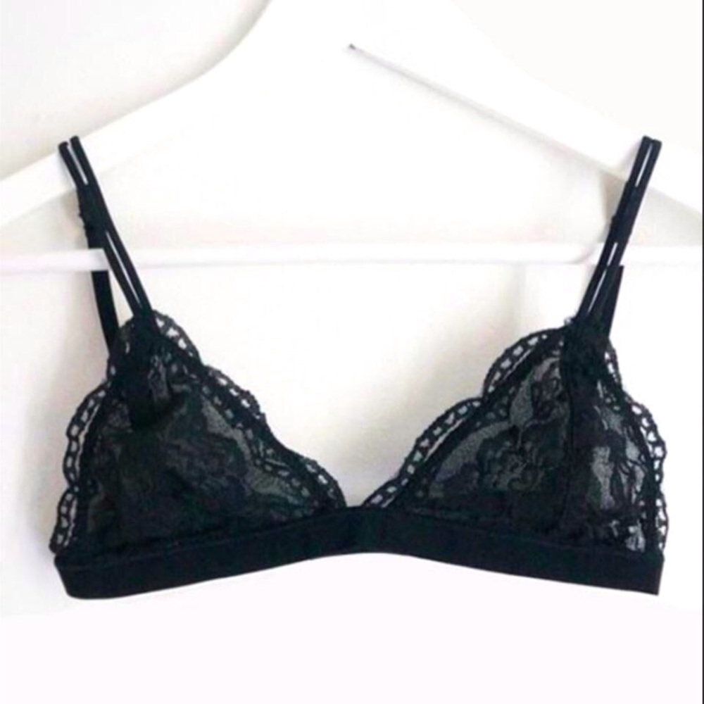 Anemone Lace Triangle Bra Women Color Black Size S/M